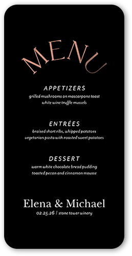 Luminous Cycle Wedding Menu, Orange, 4x8 Menu, Standard Smooth Cardstock, Rounded, Peach