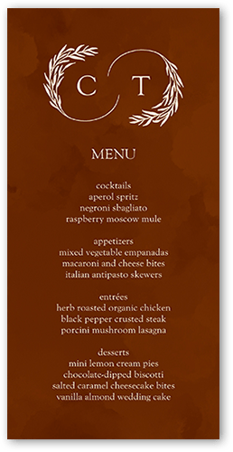 Reflective Rings Wedding Menu, Brown, 4x8 Menu, Standard Smooth Cardstock, Square