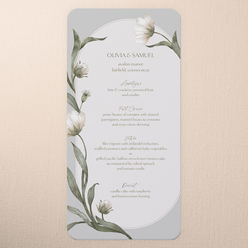 Enveloping Perennial Wedding Menu, Gray, 4x8 Menu, Standard Smooth Cardstock, Rounded, Gray