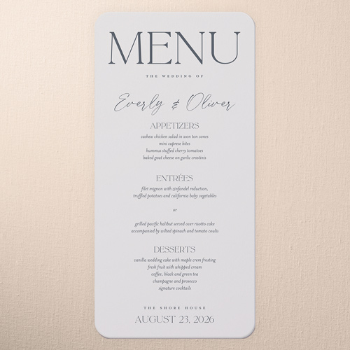 Forever We Do Wedding Menu, Gray, 4x8 Menu, Write Your Own Greeting, Standard Smooth Cardstock, Rounded