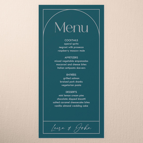 Geometric Impression Wedding Menu, Blue, 4x8 Menu, Matte, Signature Smooth Cardstock, Square, Seabrook