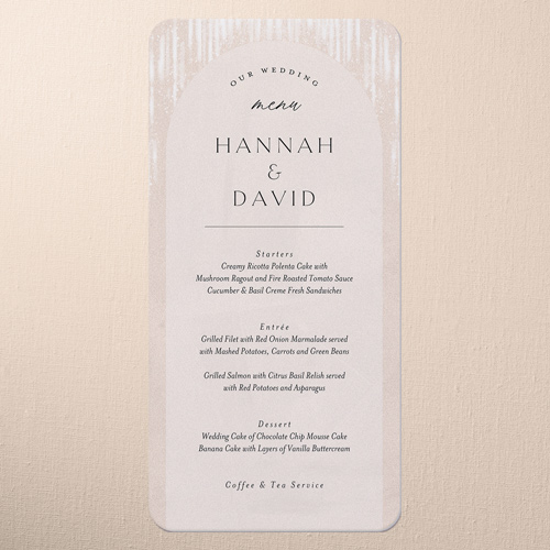 Shimmering Serenity Wedding Menu, Beige, 4x8 Menu, Standard Smooth Cardstock, Rounded, Wheat