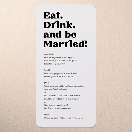 Enchanting Vows Wedding Menu, Beige, 4x8 Menu, Pearl Shimmer Cardstock, Rounded, Cream