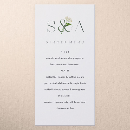 Airy Blossom Wedding Menu, White, 4x8 Menu, Standard Smooth Cardstock, Square, White
