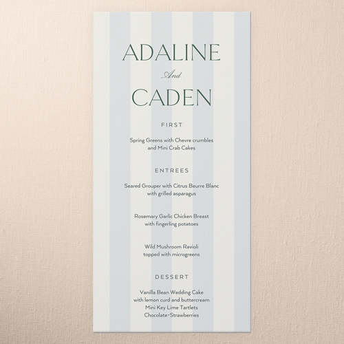 Sunlit Stripes Wedding Menu, Green, 4x8 Menu, Matte, Signature Smooth Cardstock, Square, Mint