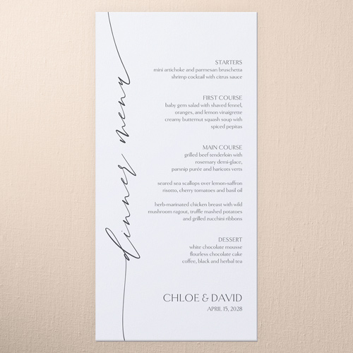 Whispering Love Wedding Menu, White, 4x8 Menu, Standard Smooth Cardstock, Square, White