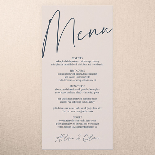 Refined Penmanship Wedding Menu, Beige, 4x8 Menu, Matte, Signature Smooth Cardstock, Square, Cream