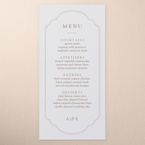 Antique Florals Wedding Menu, Beige, 4x8 Menu, Matte, Signature Smooth Cardstock, Square, Rye