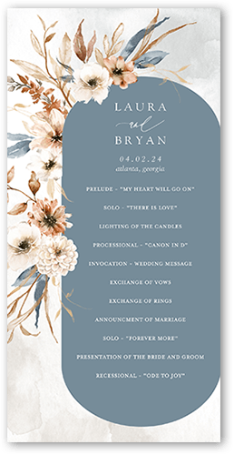 Wild Botanic Wedding Program, Grey, 4x8 Flat Program, 100% Recycled Cardstock ?, Square