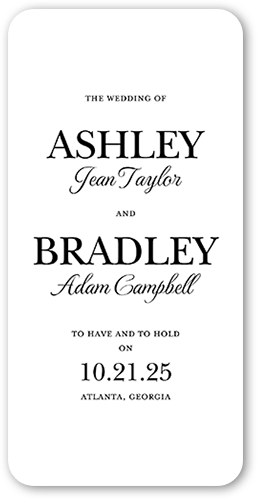 Glistening Glamour Wedding Program, White, 4x8 Flat Program, 100% Recycled Cardstock , Rounded, White