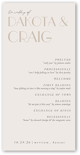 Enchanted Event Wedding Program, Gray, 4x8 Flat Program, Pearl Shimmer Cardstock, Square, Gray