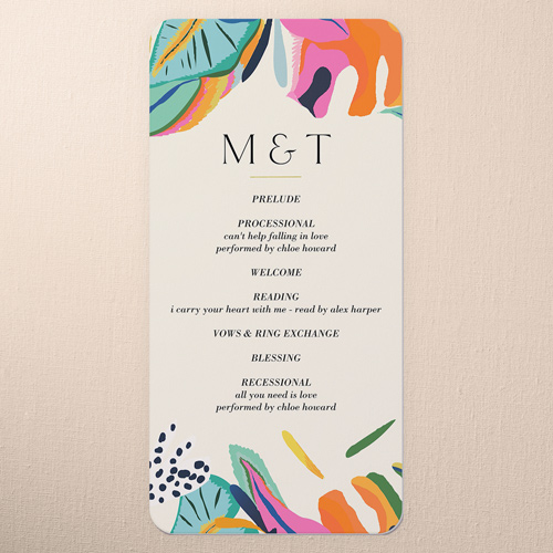 Vibrant Garden Wedding Program, Blue, 4x8 Flat Program, Standard Smooth Cardstock, Rounded, Seabrook