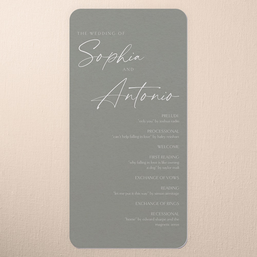 Torn Textures Wedding Program, Green, 4x8 Flat Program, Matte, Signature Smooth Cardstock, Rounded, Leafy