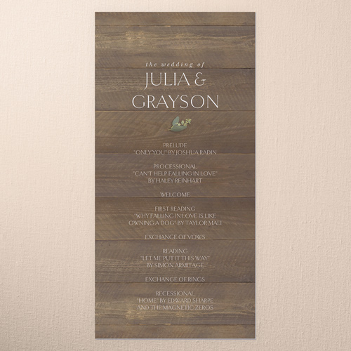 Laced Laurels Wedding Program, Brown, 4x8 Flat Program, Matte, Signature Smooth Cardstock, Square