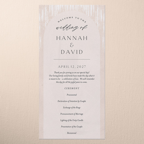 Shimmering Serenity Wedding Program, Beige, 4x8 Flat Program, Standard Smooth Cardstock, Square