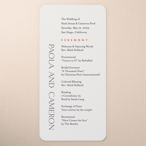 Modern Focus Wedding Program, Beige, 4x8 Flat Program, Matte, Signature Smooth Cardstock, Rounded, Cream