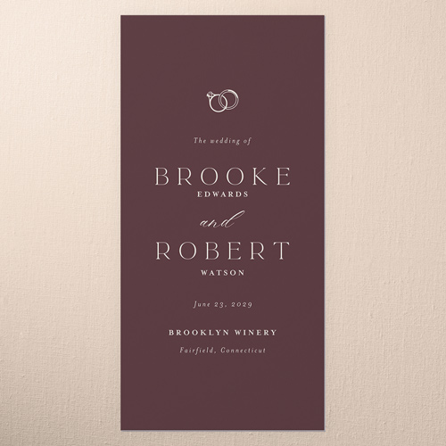 Luminous Border Wedding Program, Red, 4x8 Flat Program, 100% Recycled Cardstock , Square, Rich Burgundy