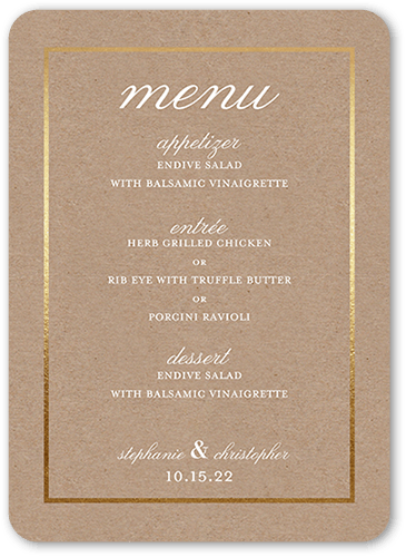 5x7 Wedding Flat Menus
