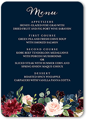 exquisite bouquet wedding menu