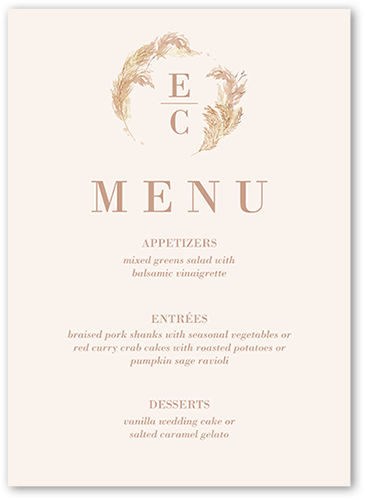 Autumn Grass Wedding Menu, Beige, 5x7 Flat Menu, Matte, Signature Smooth Cardstock, Square, Adobe Blush