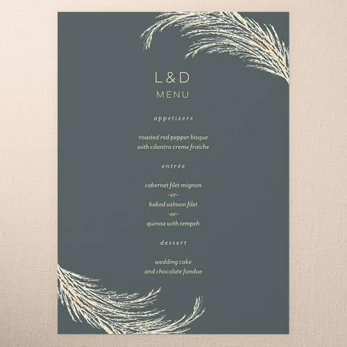 Pampas Silhouette Wedding Menu, Grey, 5x7 Flat Menu, Standard Smooth Cardstock, Square, Hemlock
