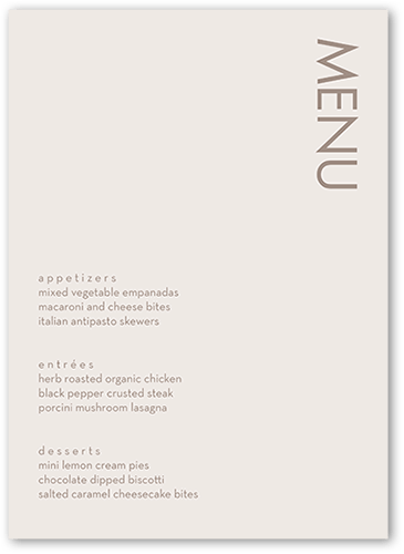 Softly Together Wedding Menu, Grey, 5x7 Flat Menu, Matte, Signature Smooth Cardstock, Square