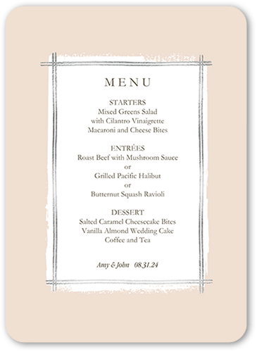 Glistening Gathering Wedding Menu, Grey, 5x7 Flat Menu, Standard Smooth Cardstock, Rounded, Silver