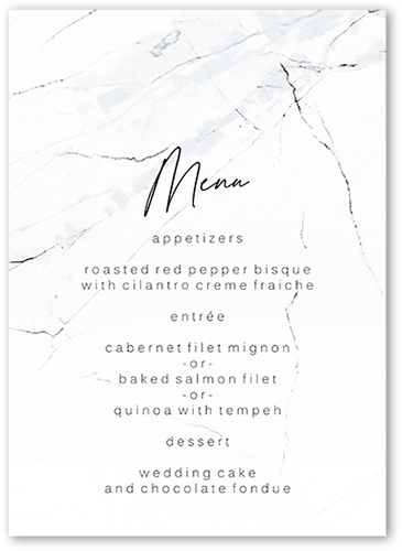 Married Marble Wedding Menu, White, 5x7 Flat Menu, Pearl Shimmer Cardstock, Square