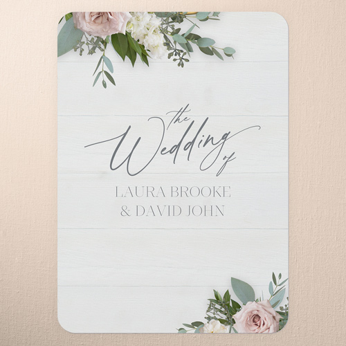 Classic Bouquet Wedding Menu, White, 5x7 Flat Menu, 100% Recycled Cardstock , Rounded, White