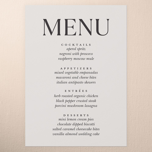 Official Headlines Wedding Menu, Beige, 5x7 Flat Menu, Luxe Double-Thick Cardstock, Square, Apricot Mousse