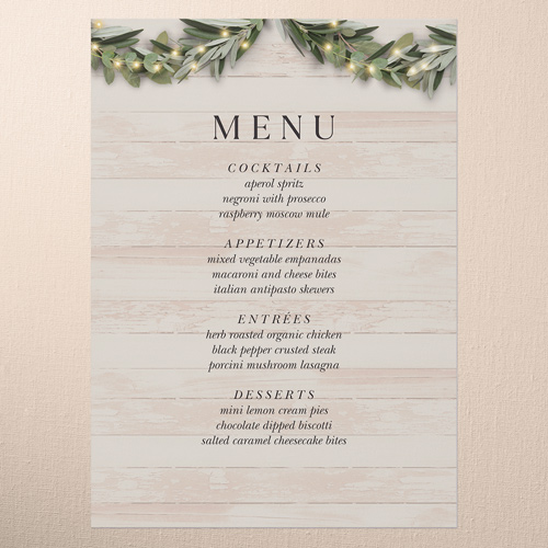 Wooden Wonders Wedding Menu, Brown, 5x7 Flat Menu, 100% Recycled Cardstock , Square