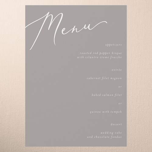 Snapshot Serenity Wedding Menu, White, 5x7 Flat Menu, 100% Recycled Cardstock , Square