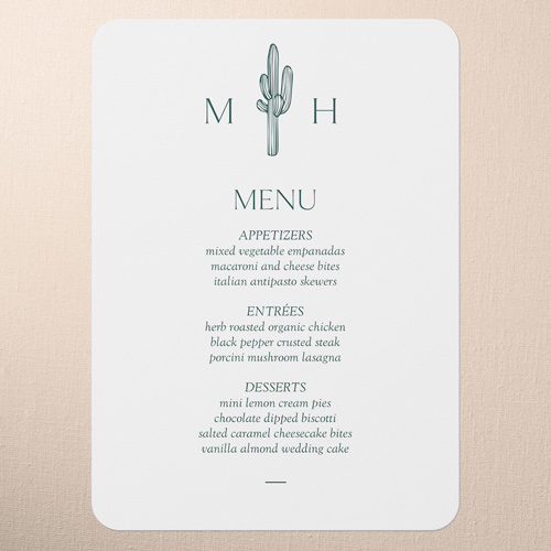 Editable Icon Wedding Menu, Green, 5x7 Flat Menu, Write Your Own Greeting, Standard Smooth Cardstock, Rounded, Green