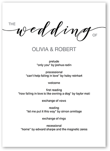 Forever Celebrate Wedding Program, White, 5x7 Flat Program, Pearl Shimmer Cardstock, Square, White