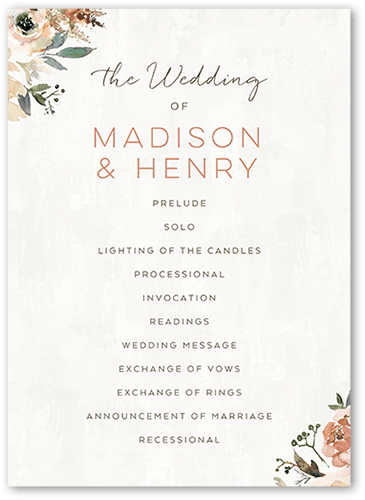 Painted Promise Wedding Program, Beige, 5x7 Flat Program, Standard Smooth Cardstock, Square