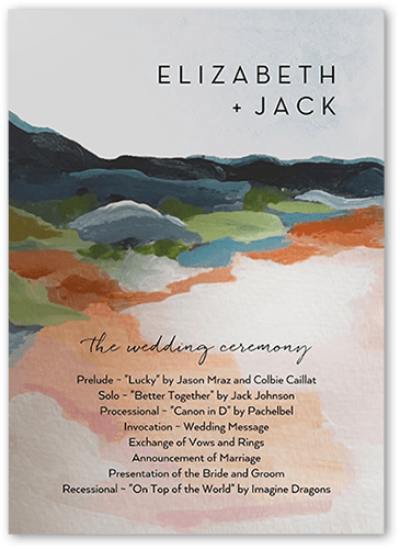 Coastal Clouds Wedding Program, Blue, 5x7 Flat Program, Pearl Shimmer Cardstock, Square