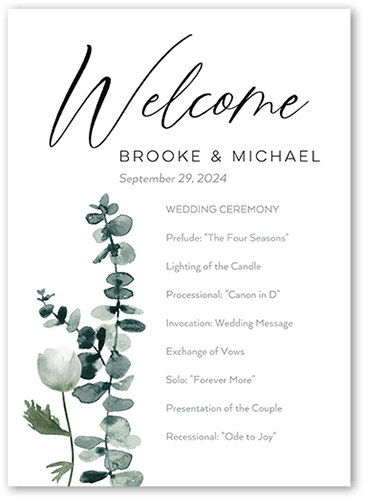 Minimal Anemone Wedding Program, Black, 5x7 Flat Program, Standard Smooth Cardstock, Square, Black