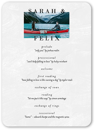 Modern Minimal Wedding Program, White, 5x7 Flat Program, 100% Recycled Cardstock , Rounded