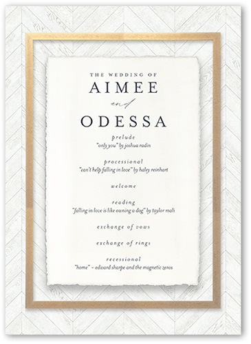 Unforgettable Union Wedding Program, White, 5x7 Flat Program, Pearl Shimmer Cardstock, Square