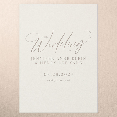 Classic Beauty Wedding Program, Beige, 5x7 Flat Program, Matte, Signature Smooth Cardstock, Square, Antique White