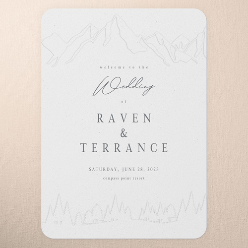 Regional Icons Wedding Program, White, 5x7 Flat Program, Matte, Signature Smooth Cardstock, Rounded, White