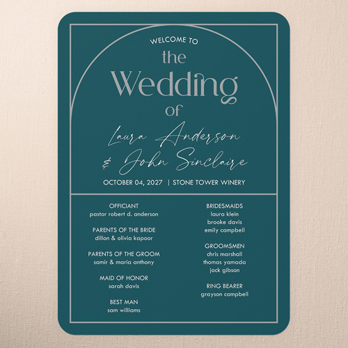 Geometric Impression Wedding Program, Blue, 5x7 Flat Program, Standard Smooth Cardstock, Rounded, Seabrook