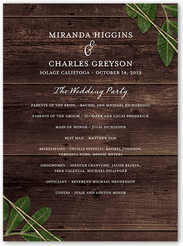 Ingrained Love Wedding Program, Brown, 6x8, 100% Recycled Cardstock , Square