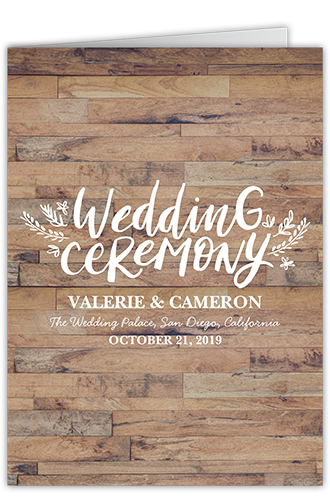 Love And Laughter Forever Wedding Program, Brown, 5x7, Pearl Shimmer Cardstock, Square