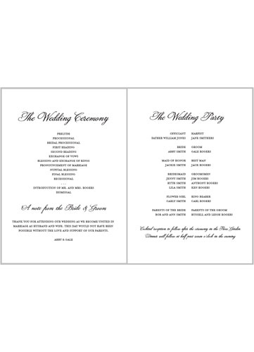 Refined Monogram 5x7 Folded Wedding Program By Yours Truly