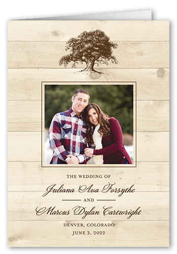 Rustic Statement Wedding Program, Beige, 5x7, Matte, Folded Smooth Cardstock, Square