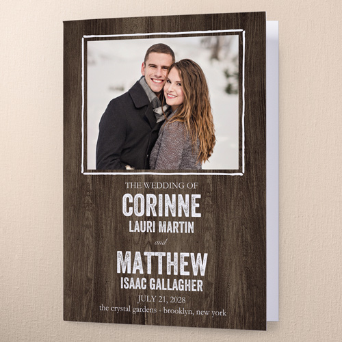 Rustic Enchantment Wedding Program, Brown, 5x7, Pearl Shimmer Cardstock, Square, Brown