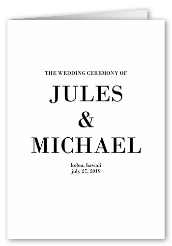 Enchanted Ending Wedding Program, White, 5x7, Pearl Shimmer Cardstock, Square