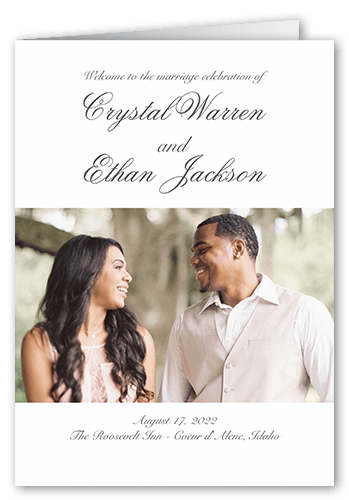 Minimal Script 5x7 Folded Wedding Program By Yours Truly