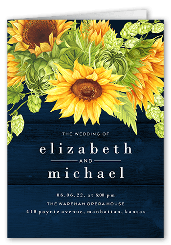 Sunny Celebration Wedding Program, Blue, 5x7, Matte, Folded Smooth Cardstock, Square